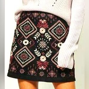 ANDREE BY UNIT Black and Pink A-Line Skirt, 1X